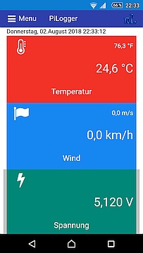 WebMonitor Live Value Page on Smartphone